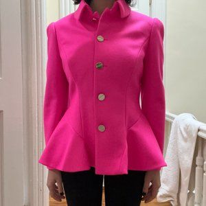 Ted Braker Bracti Hot Pink Peplum Jacket Size 2